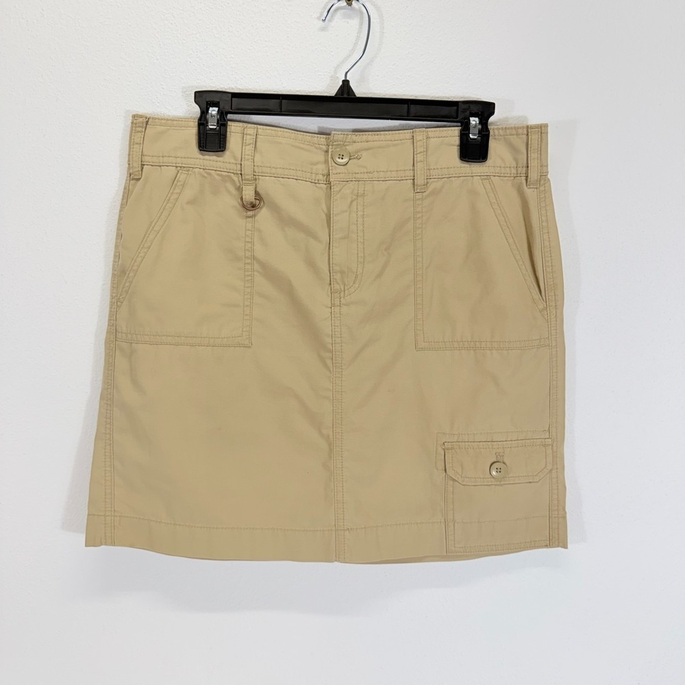 G.H. Bass & Co. Y2K Gorpcore Safari‎ Neutral Khaki Utility Cargo Mini Skirt Sz 6